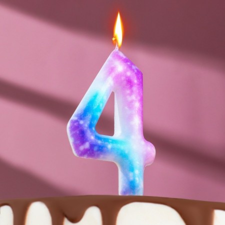 Candle in the cake on the skewer "Galaxy", the number 4, 9 cm, giant