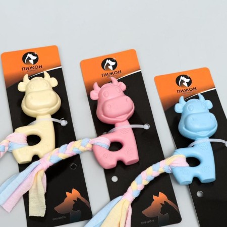 Premium chewing pier toy "Cow", 10.5 x 6.5 x 3.5 cm, pink-6