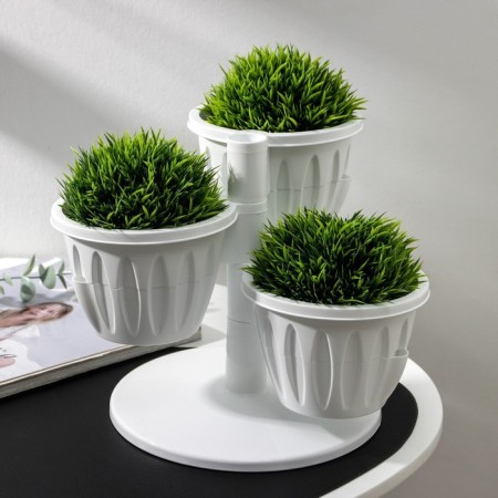 Kashpo multi -tiered “cascade”, 3 pcs, 700 ml, white color