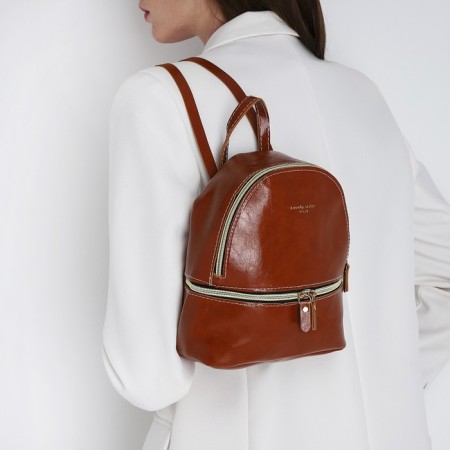 Open-ryukzak-mini made of artificial leather with lightning, brown color-5
