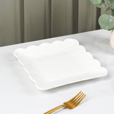 Porcelain Square Daulay "Susan", 20 × 20 cm, white color-1