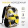 School backpack from textiles on lightning, 3 pockets, yellow color