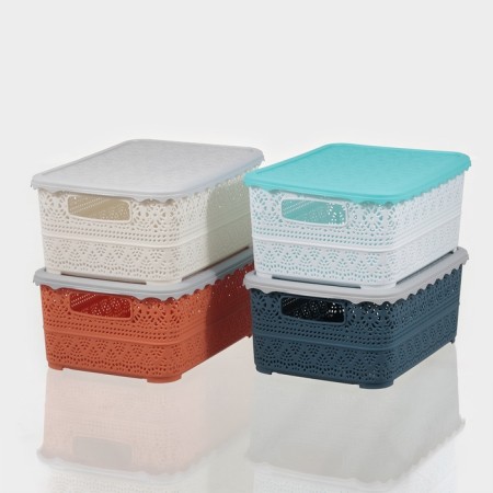 Storage container with a lid "openwork", plastic, 26 × 19 × 11.5 cm, color mix-7