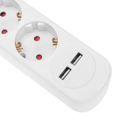 Extension cord Standard 5 nests, 5m, 3x1.0mm², s/s, with a switch, 2 USB, white Rexant-2