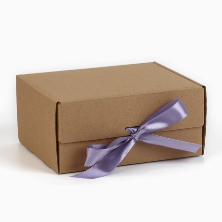Gift folding box, packaging, “craft, lavender tape”, 22 x 16.5 x 10 cm-2
