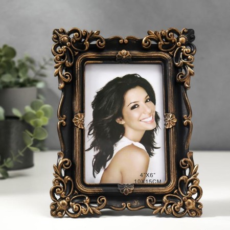 Photo frame plastic 10x15 cm "eclectica" dark gold on black 20.5x16 cm
