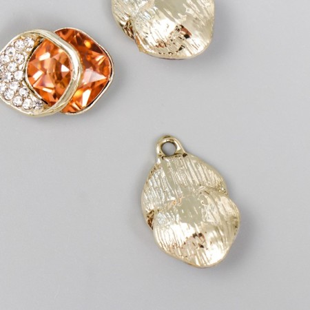 Decor for creativity metal, rhinestones "Stone in the frame of an unusual shape" 2.5x1.4 cm-1