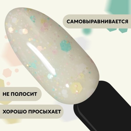 Nail varnish gel, Milk Glitter, 3 phase, 8ml, LED/UV, Transparent color (01)-3