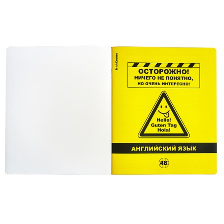 Subject notebook, 48 sheets, cage, English, Erichkrause "BENFORMED", plastic cover silk-screen cover, Bloc Offset 100%, info block-2