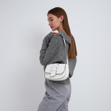 Female bag on the shoulder, white color 25*16*6 cm-1