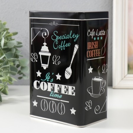 Rectangular metal casket "Coffee time" 7.8x12.2x18.6 cm-2