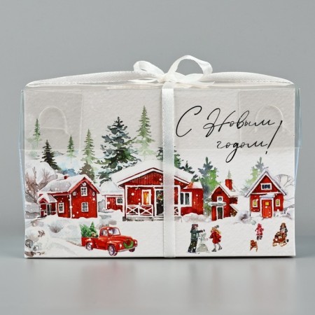 Box for Capcake "Happy New Year", winter vacation, 16 x 8 x 10 cm, new year-2