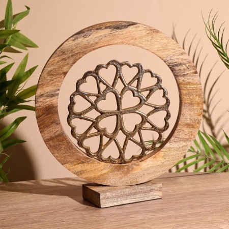 Interior souvenir in the wooden ring "Clover" 30x8x33 cm-1