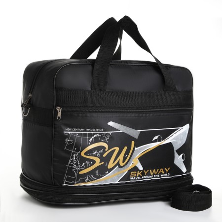 Road bag with lightning, with an increase, external pocket, long belt, black color