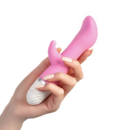Vibrator with a clitoral stimulant, 19x3.5 cm, pink-3