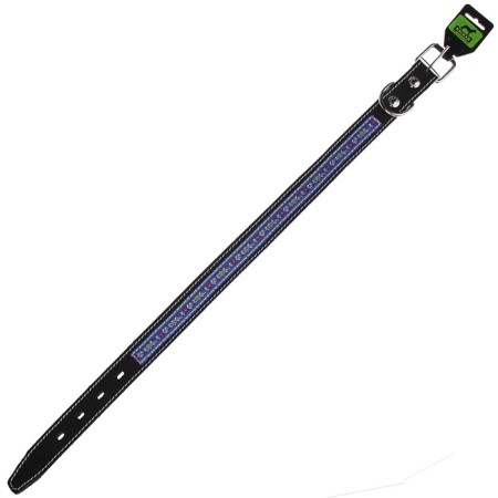 Leather collar with synthetic winterizer, with braid, 49-58 x 3 cm, mix-2