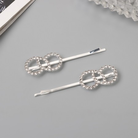 Invisible hair "Heidi" (set 2 pcs) circles, 6 cm, silver
