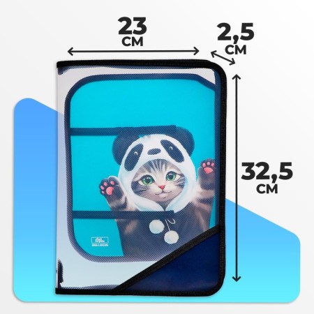 Labor folder A4, 325 x 230 x 25 mm, lightning around, folding bar, plastic, PTR-1, calligrata "cat panda"-10