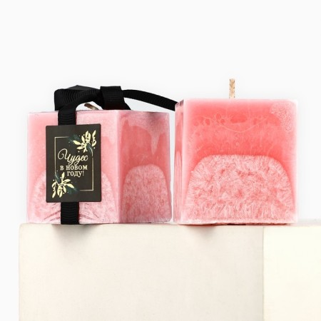 Interior New Year's Candle "Miracles" for the New Year, Pink, 5 x 5 cm-1