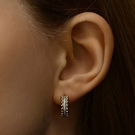 Xuping rings with beads, white color in gold, d = 1.3 cm-1