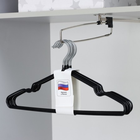 Shoulders - anti -slip hangers, metal with PVC coating, 41 × 20 × 0.3 cm, 10 pcs, black