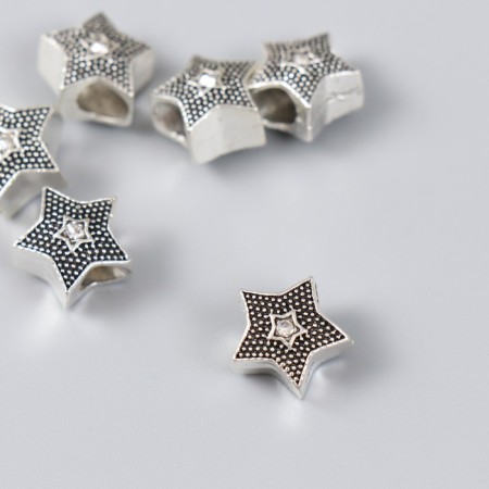 Busina for creativity Metal "Star" silver, rhinestone 1.1x1.1 cm