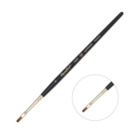 RUBLOFF brush synthetics, imitation column, flat, series 1S25 No. 4, short black matte handle, yellow clip