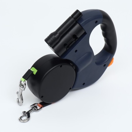 Roulette-lover for 2 dogs, with a flashlight and a container for bags, 3 m, up to 15 kg each-2