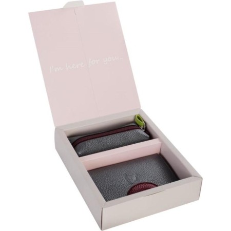Gift set: cover for passport and key holder, gray color-1