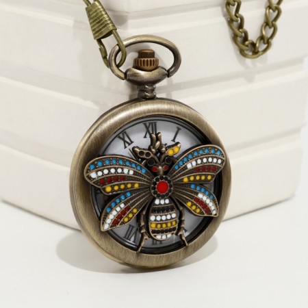 Pocket clock "Wasp", quartz, D dial-4.7 cm, chain L-38 cm-1