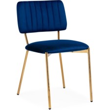 Armond Metal/velor stool, gold/blue 45x53x80 cm