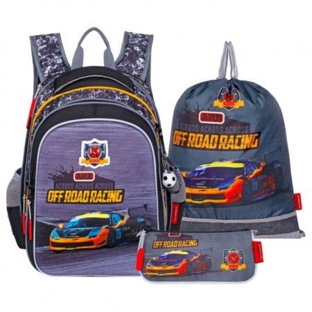 Frame backpack 39 x 29 x 17 cm, Across 410, filling: bag, pencil case, purple ACR22-410-2