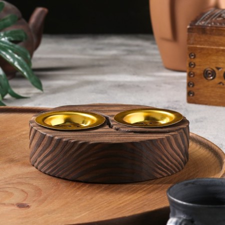 Stand for incense powder and cones "Yin-Yang", wood, 3.5x13.5 cm-2