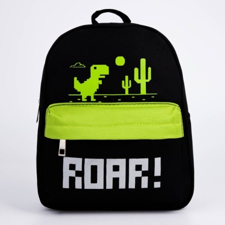 School textile backpack with pocket "Dinosaurus", a reflector. Elements, 27x23 x 10 cm-1