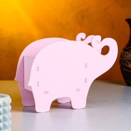 Kashpo wooden "Elephant" Small, 19x7x14 cm, oak, pink-1
