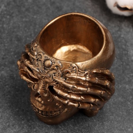 Figure Kashpo Skull 8.5x8.5x8cm, bronze-4