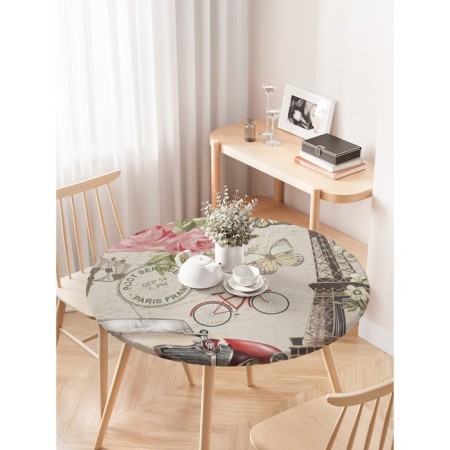Tables on the table “Romance of Paris”, round, oxford, elastic band, size 120x120 cm, diameter 75-100 cm-2