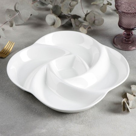 Porcelain ration 5 cells wilmax, d = 30 cm, white color
