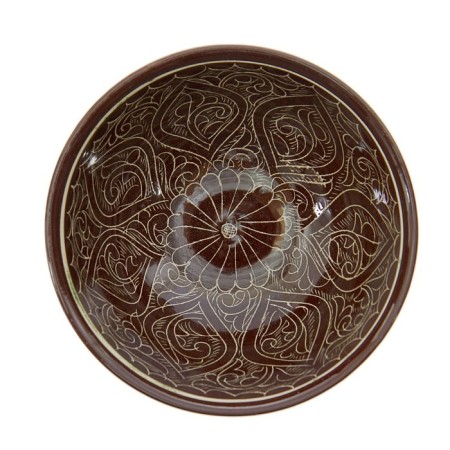 Rishtan ceramics "patterns" 15 cm, small, brown-7