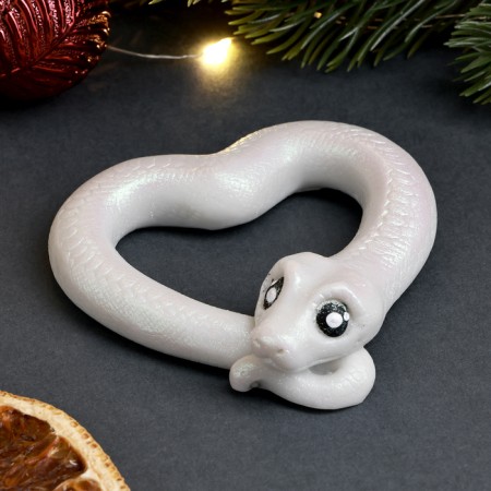 New Year. Symbol 2025. Figure soap "Snake Heart" Pearl