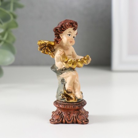 Polystone souvenir "Angel on a column with hearts/flowers" mix 8.5x4x3.3 cm-2