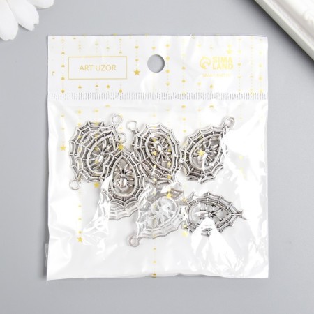 Decor for creativity Metal "Spider on the Web" silver 3.4x2 cm-2