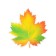 Decoration on the adhesive tape "Maple leaf" Green, orange, 18x18 cm