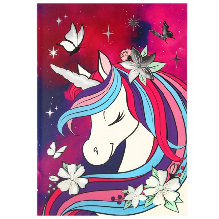 Notepad A5, on a paper clip, 40 sheets, to a point, stamping silver, Minnie Mouse and unicorn-7