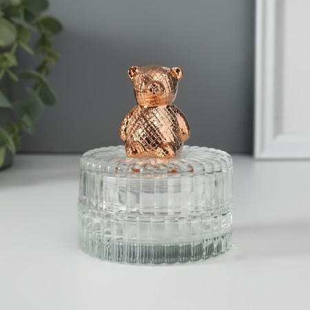 Casket glass, ceramics "Copper Bear" 7.8x7.8x9.5 cm