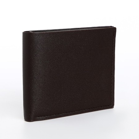 Male purse without fastener, department for maps, for bills, brown color