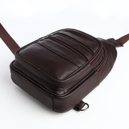 Male bag-bag made of artificial leather, brown color-2
