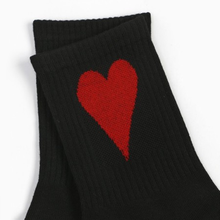 Women's socks, black/red heart, size 25-27-1