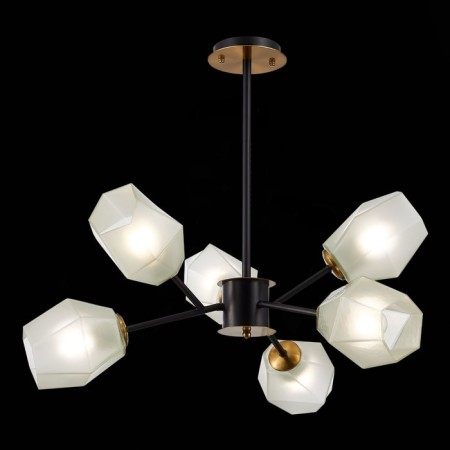 Ceiling EVOLUCE lamp. Sle205102-06. Terramo. 6x60 watts, E27, 77.5x77.5x57.5 cm, brass color, black-1