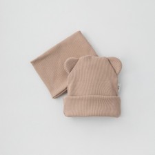 Kinderlitto Piccolino Kinderlitto kit, 2 items: hat, snood, age 6-12 months, beige color